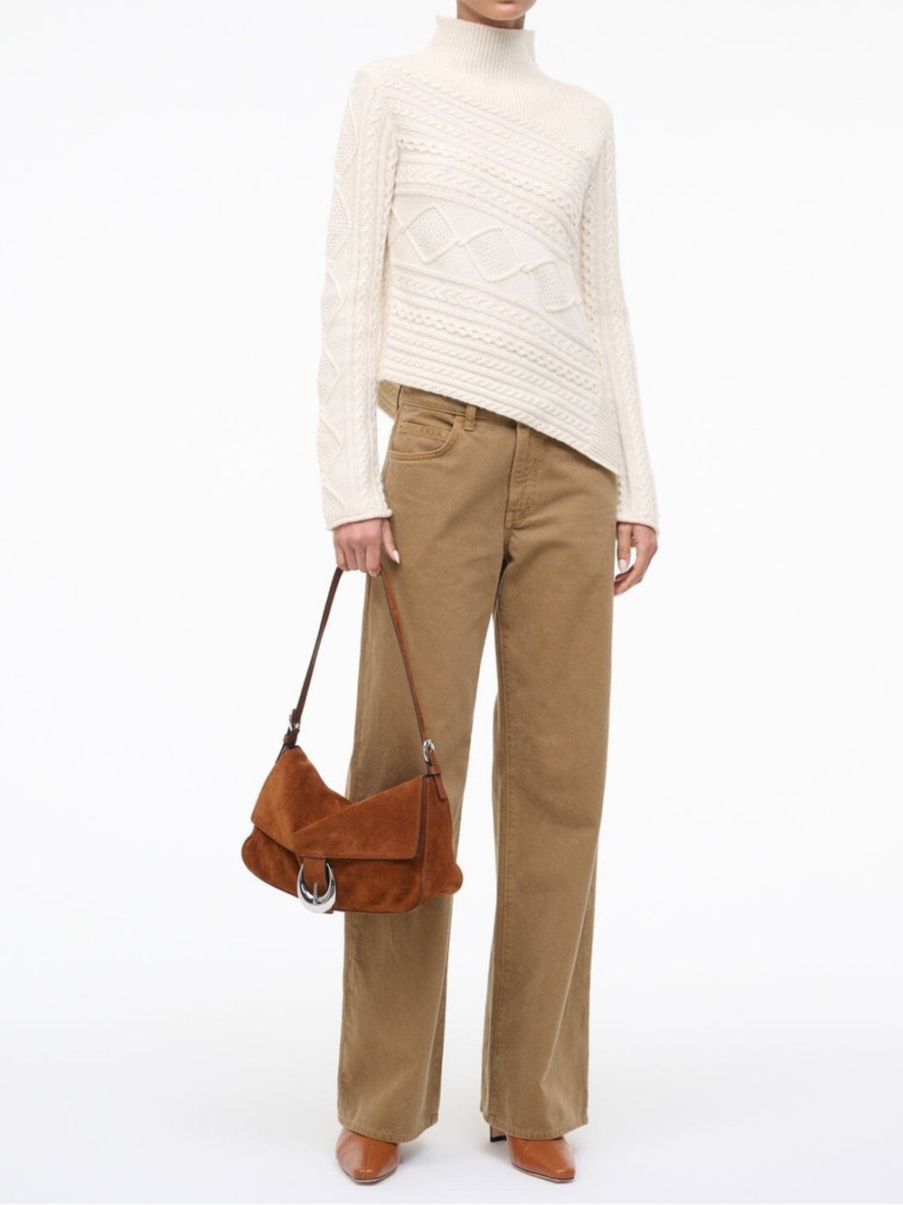 STAUD Medium Harlow Suede Shoulder Bag - Tabac - Picture 5 of 12
